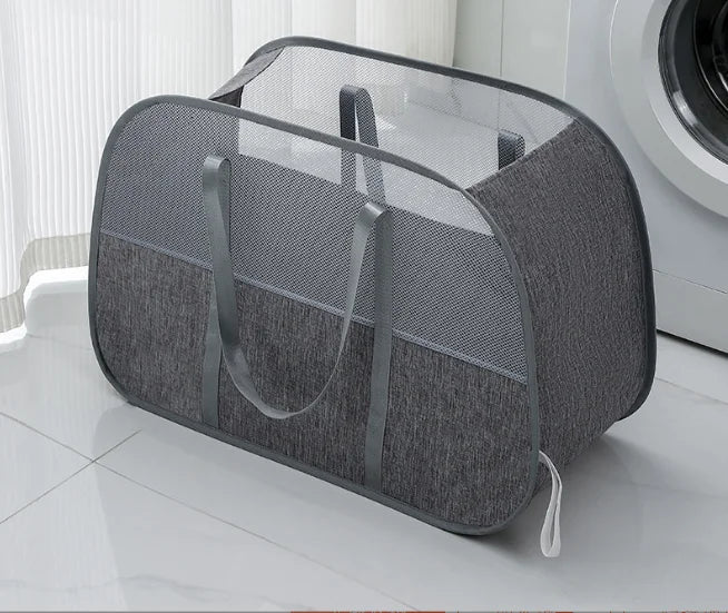 Mesh pop-up laundry basket