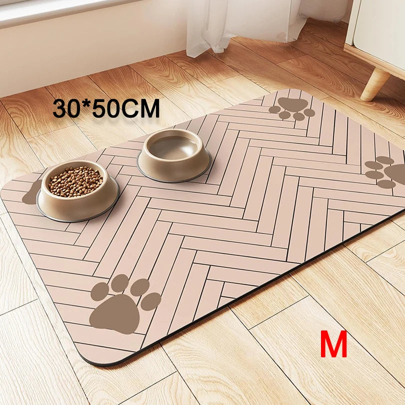 Pet placemat for food and water bowls.