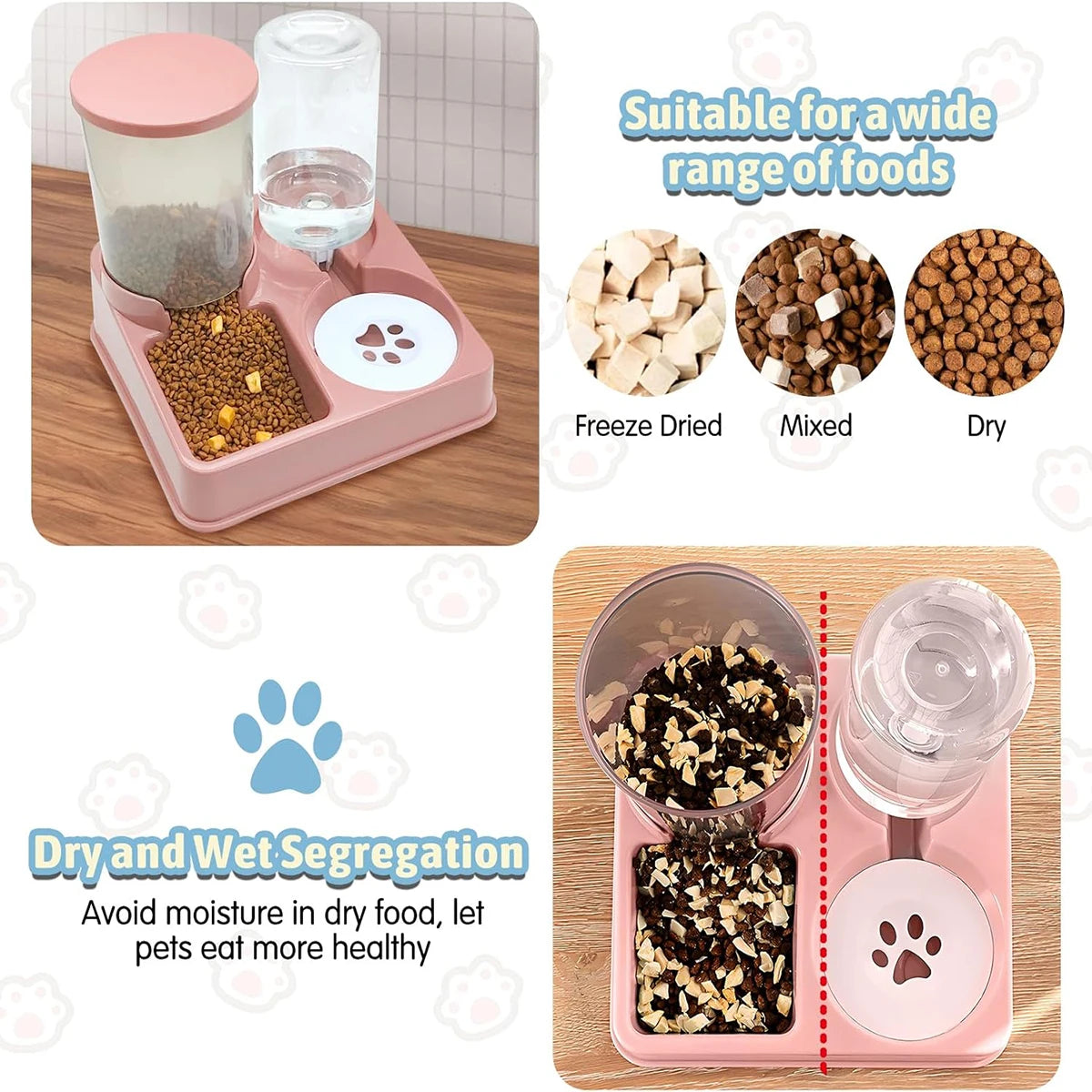 Automatic Cat Feeder Water Dispenser Set 2 In 1