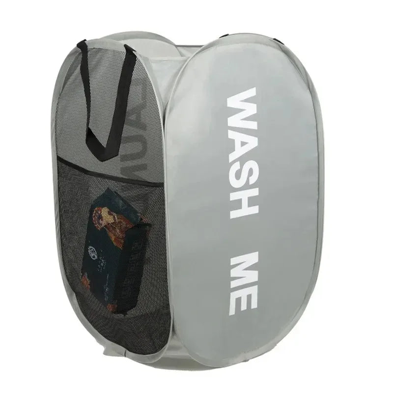 Mesh pop-up laundry basket