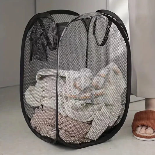 Mesh pop-up laundry basket