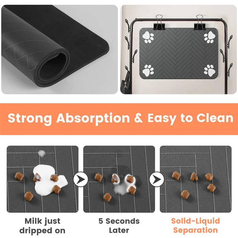 Pet placemat for food and water bowls.