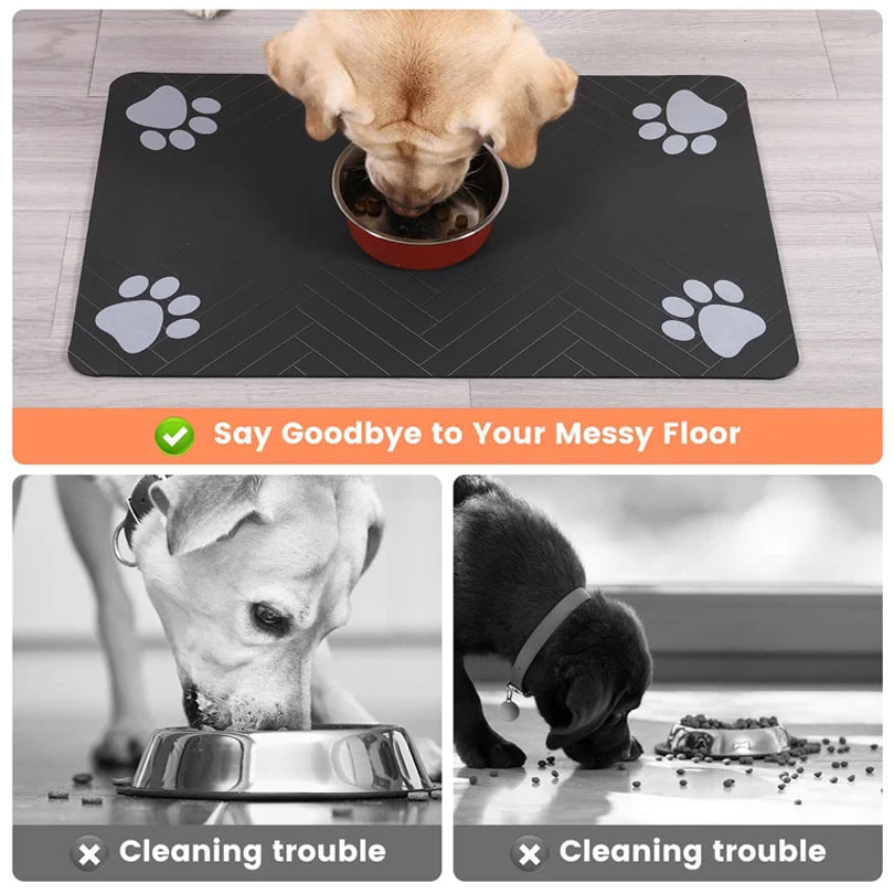 Pet placemat for food and water bowls.
