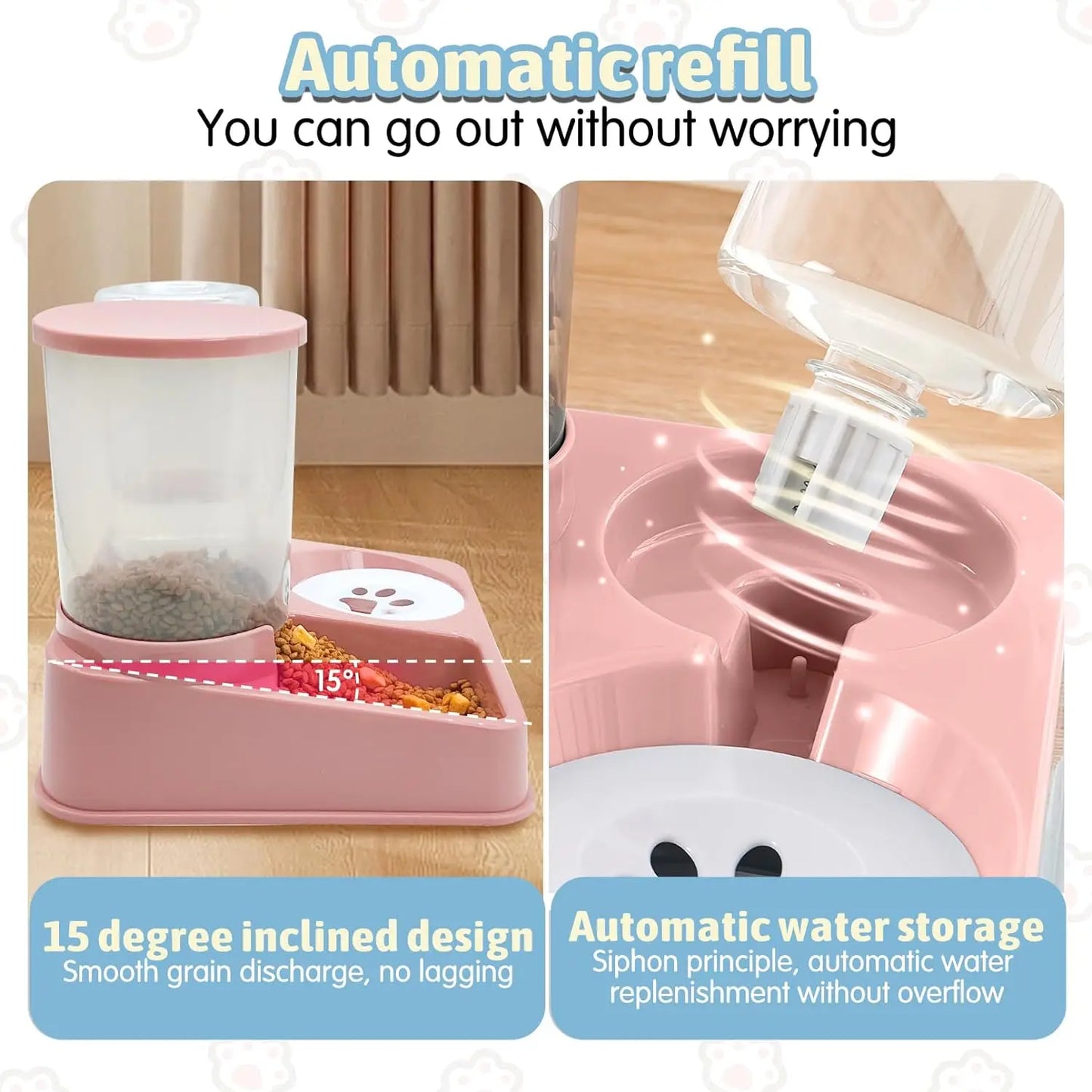 Automatic Cat Feeder Water Dispenser Set 2 In 1