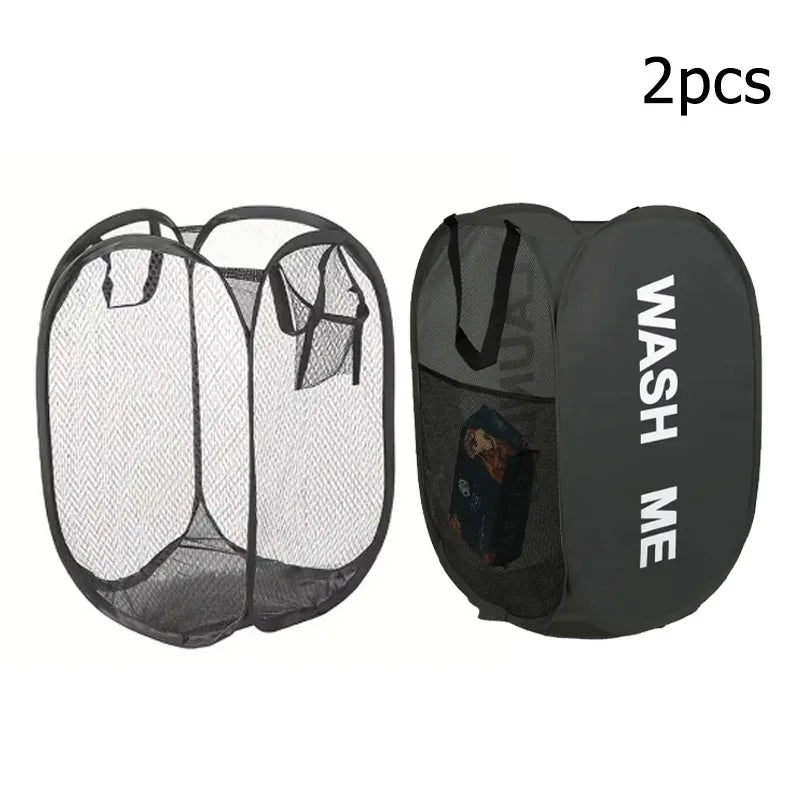 Mesh pop-up laundry basket