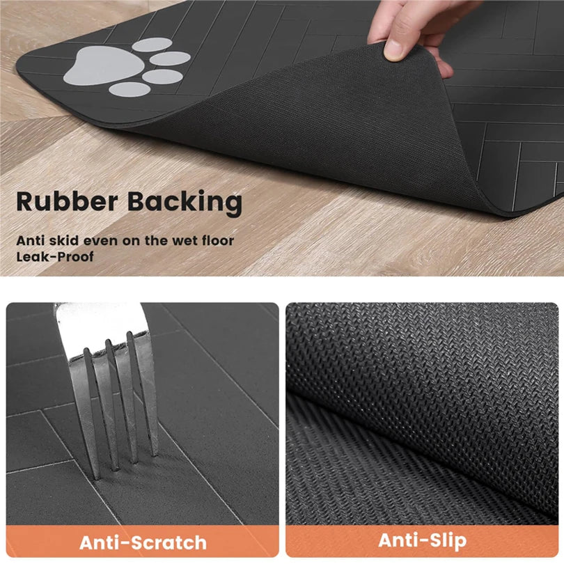 Pet placemat for food and water bowls.