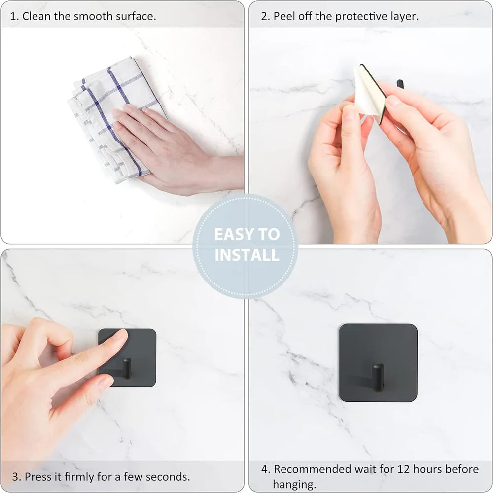 Stainless steel hook with adhesive mounting