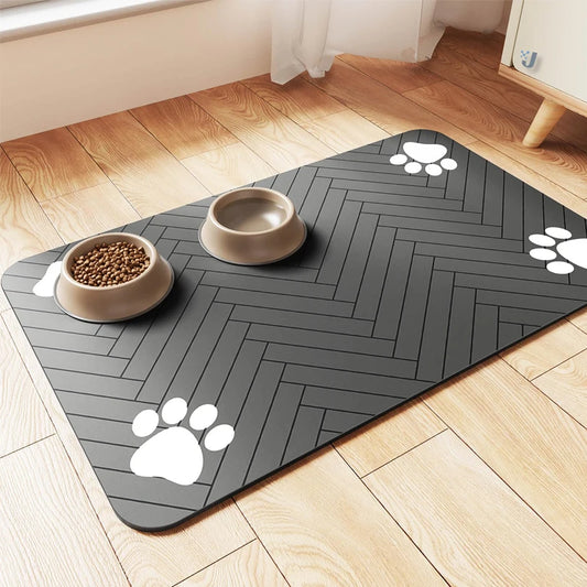 Pet placemat for food and water bowls.